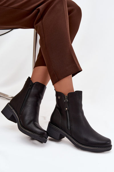 Damentalboots mit Keilabsatz mit Heizung Schwarz Kalivana