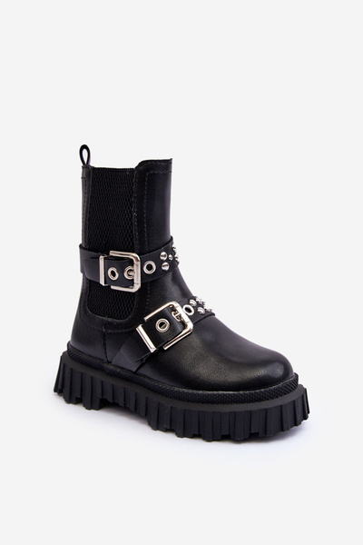 Mädchen-Stiefeletten Mit Reißverschluss Schwarze Adeneia