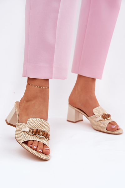 Beige Damen Sandalen Mit Dekoration Ovittole