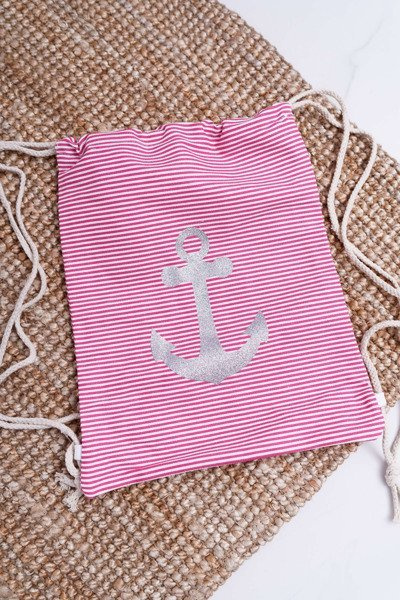 Damen Marine Handtasche Rosa Strandtasche