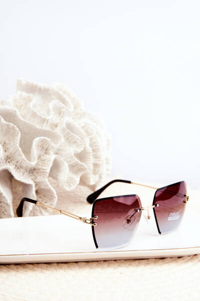 Lunettes de Soleil Femme Verres Dégradés UV400 Doré-Marron