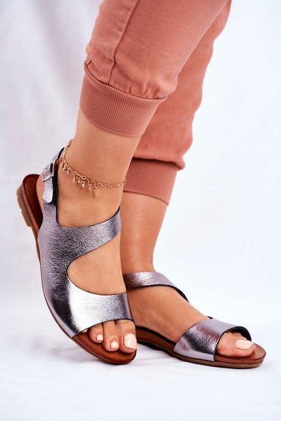 Damen Laura Messi 1116 Leder Metallic Vollare Sandalen