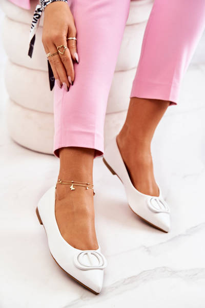 Leder Stiletto Ballerinas Weiß Rachelle