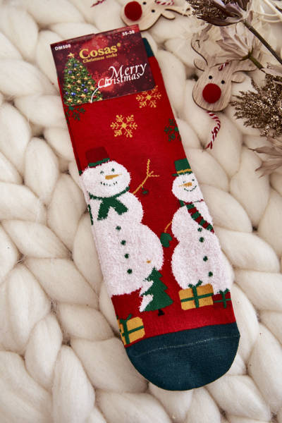 Șosete de Crăciun pentru femei Snowman Cosas Red