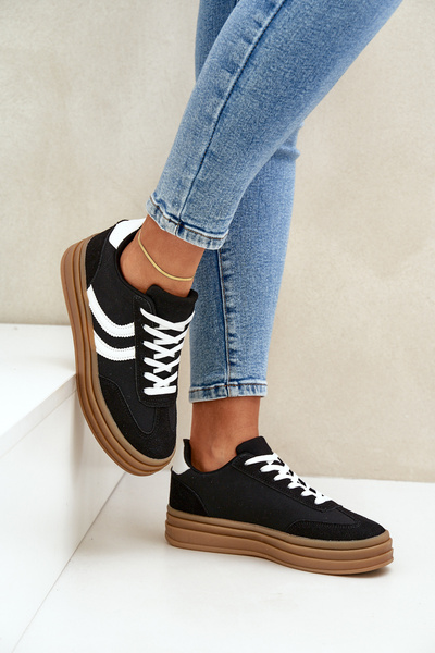 Stylische Plateausneaker schwarze Doriwa