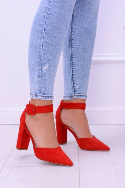 Femei din piele de căprioară Red Harinta Stiletto Pompe stiletto