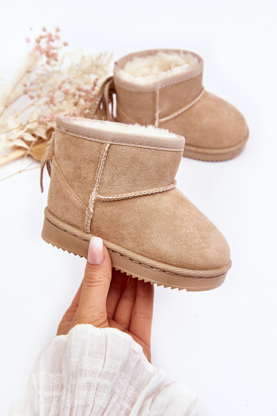 Bottes de Neige Enfant à Franges Doublées Polaire Beige Mikyla