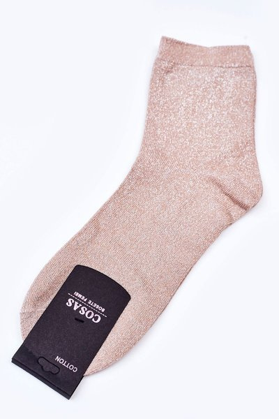 Damen Baumwollsocken mit Silberfaden COSAS Beige