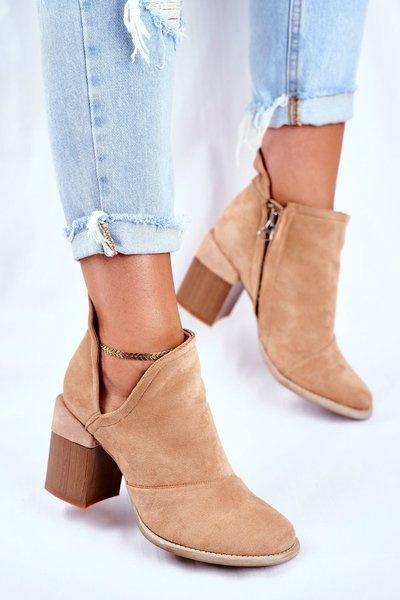 Bottines pour femmes à talons hauts bordés de beige Meliori