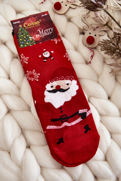 Chaussettes de Noël pour femmes Père Noël Cosas Rouge