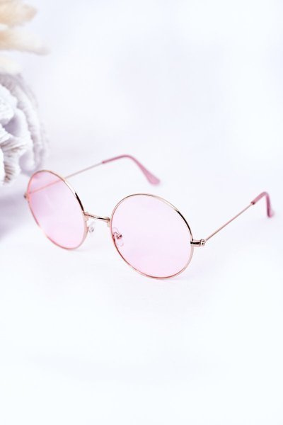 Goldene Sonnenbrille mit rosa Gläsern