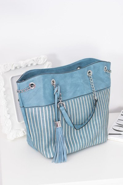 Blaue klassische Damenhandtasche mit Quaste