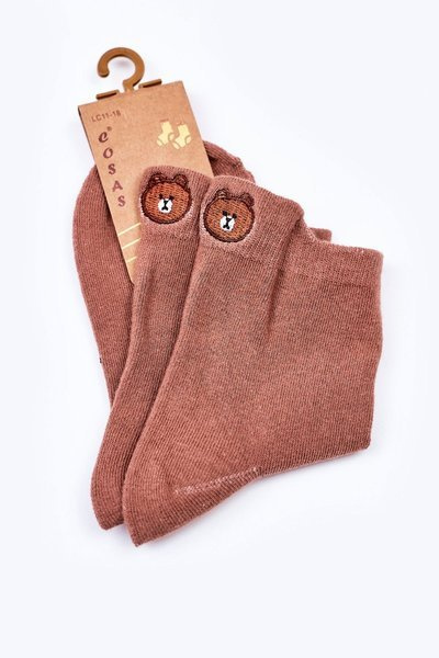 Teddybär-Socken für Mädchen aus Baumwolle COSAS Braun