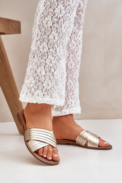 Sandales en cuir pour femmes Lewski Shoes 3682 dorées
