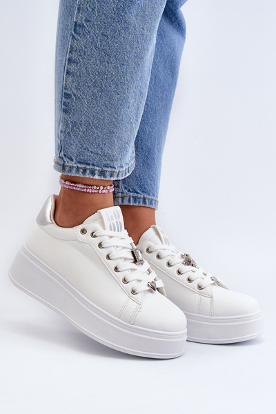 Baskets plateforme pour femme à ornements blancs Herbisa