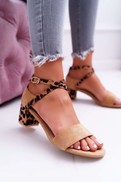 Lu Boo Panther Camel Fall In Love Women's Stiletto Sandals