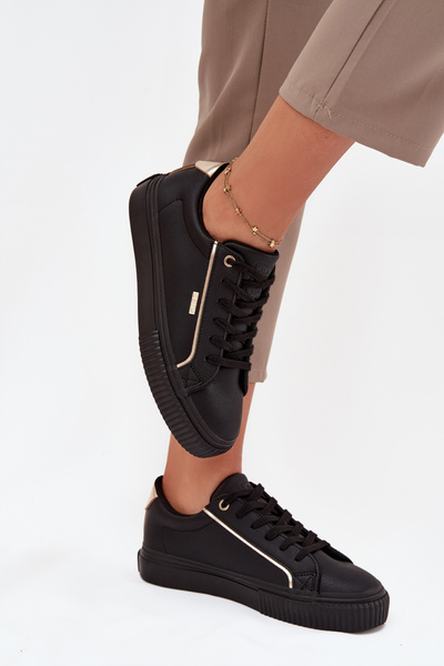Női Sneakers Eko Bőrből Big Star SS274025 Fekete-Arany