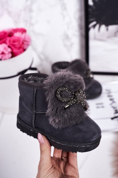 Fleecegefütterte Kinder-Schneestiefel Wildleder Grau Amelia