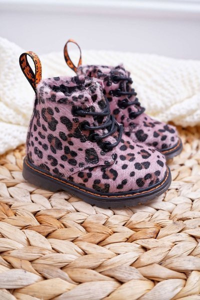 Cizme cu fermoar pentru copii roz leopard lilo