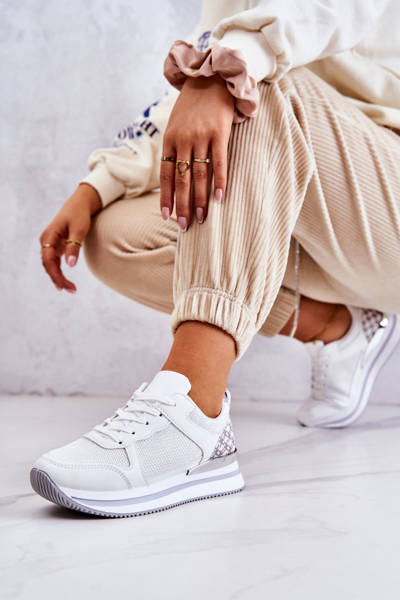 Klassischer Damen-Sportschuh auf Keilabsatz, Weiß Advanced