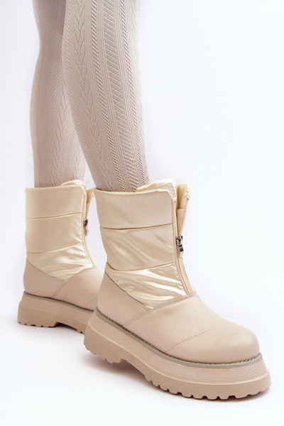 Bottes de neige femme sur semelle épaisse GOE MM2N4079 Beige