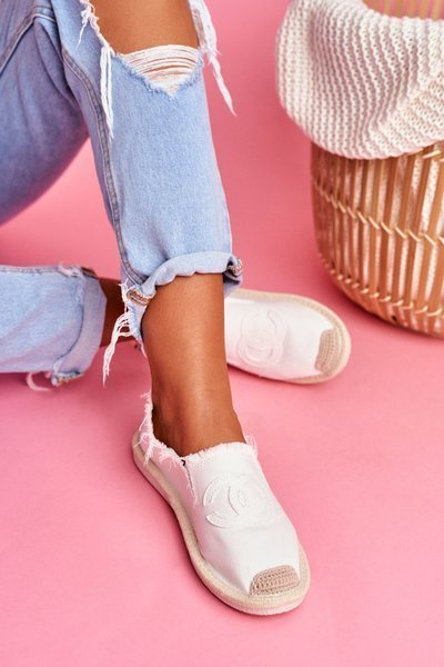 Klassische Damen Espadrilles Weiß Flaure