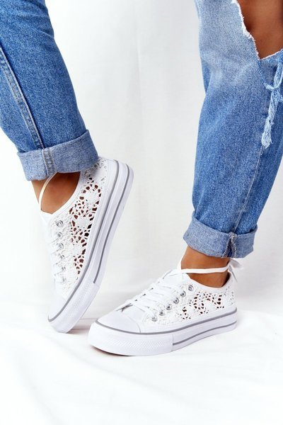 Baskets En Dentelle Pour Femme Blanches Candice
