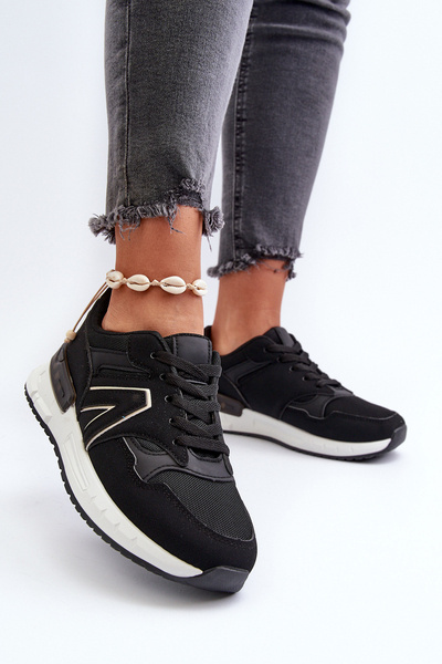 Baskets pour femmes en simili cuir noir Vinelli