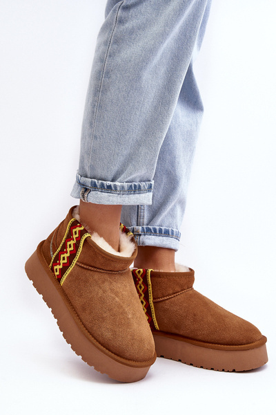 Bottes De Neige En Cuir Suédé Pour Femmes Sur Semelle Épaisse Camel Vebissat