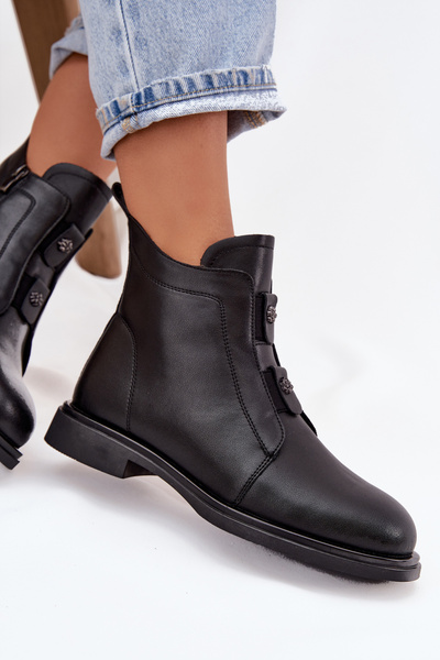 Bottes pour femmes en cuir isolantes D&A MK52-026 Noires