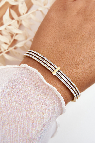 Edelstahlarmband mit Zirkonia gold