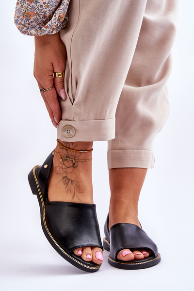 Sandales Slip-on En Cuir Noir Alivia