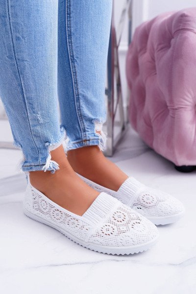 Ballerines Femme Blanches En Dentelle Sensitive