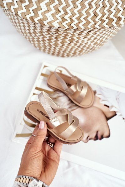 Children's Sandals With Drawstring Gold Bambino