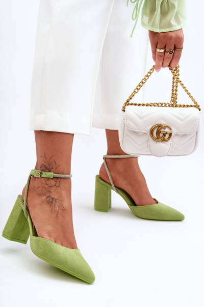 Escarpins En Cuir Avec Ruban Décoratif Vert Lirosa