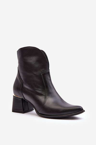 Cizme de cowboy din piele pentru femei pe călcâi negru Lewski 3166/b/2