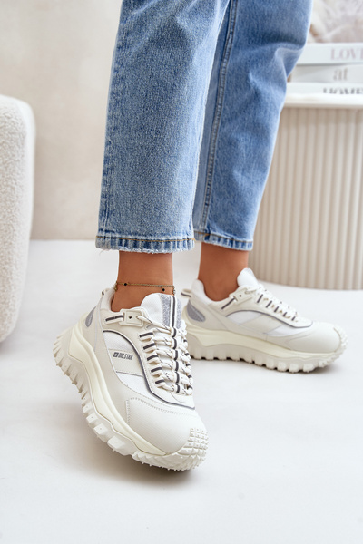 Baskets en cuir pour femme sur plateforme Big Star OO274A221 HI-POLY SYSTEM Blanc