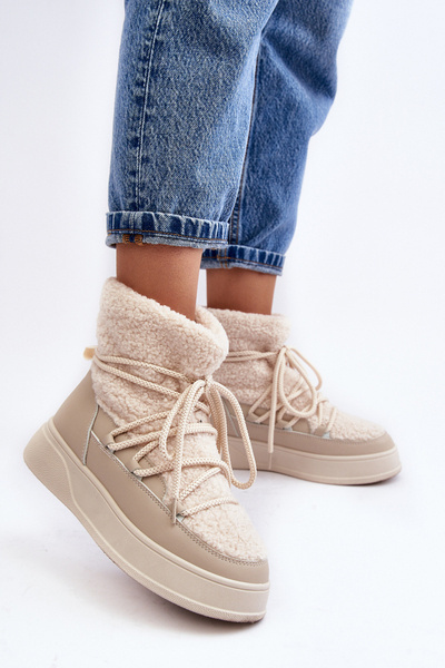 Damen Schneestiefel auf der Plattform Hellbeige Ahatissa