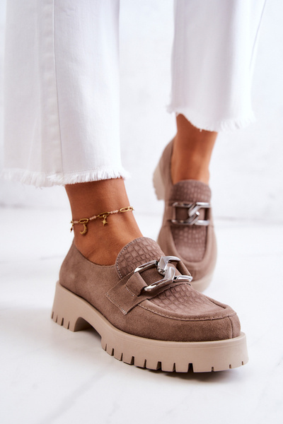 Modische Wildleder Loafer Dunkelbeige Rayhan Schuhe