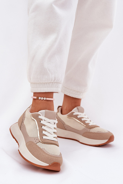 Pantofi Sport Femei Cu Plasă Pe Platformă Khaki Poova