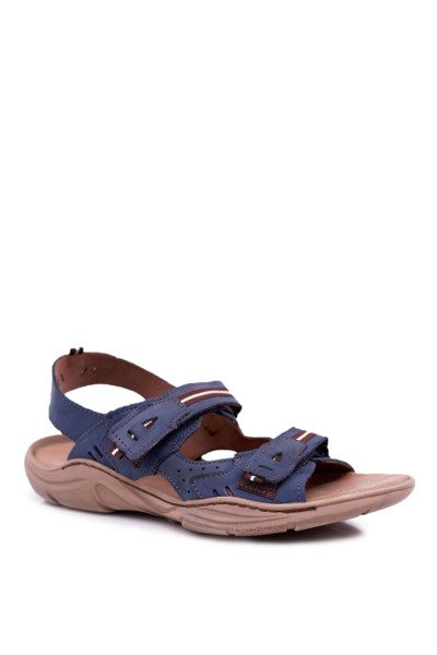 Sandales Cuir Homme Bleu Marine Lop