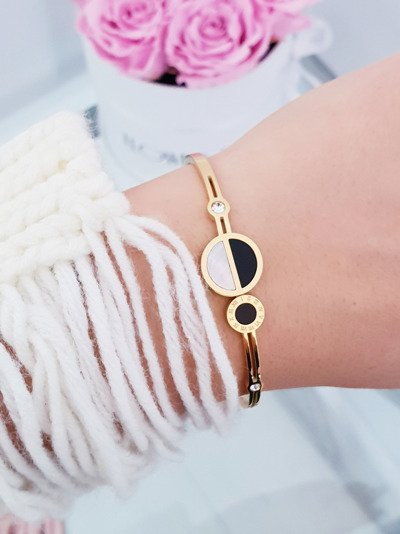 Damenarmband Stahl Römische Zirkonias Zahlen Gold Vega