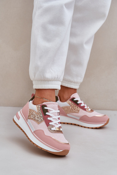 Glänzende Damen Sportschuhe Rosa Leesema