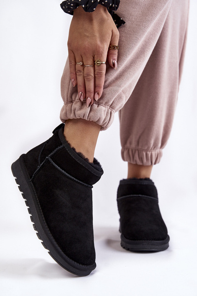 Bottes de neige basses en daim pour femmes noires Shelie