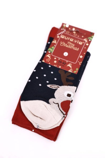 Șosete de bumbac pentru bărbați de Crăciun Navy Blue Ho-ho-ho