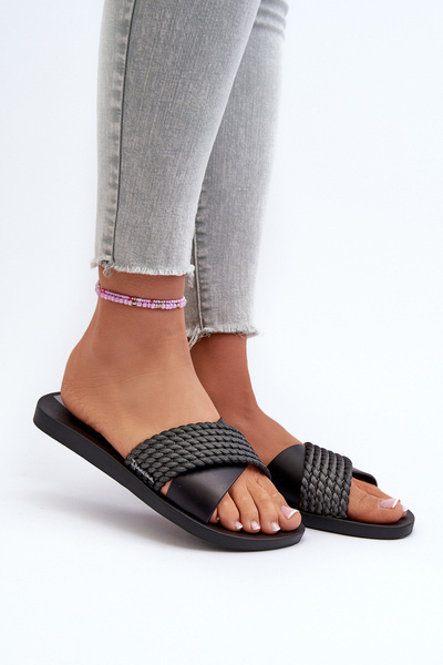 Sandales plates pour femmes 83244 Ipanema Street II Fem Noir