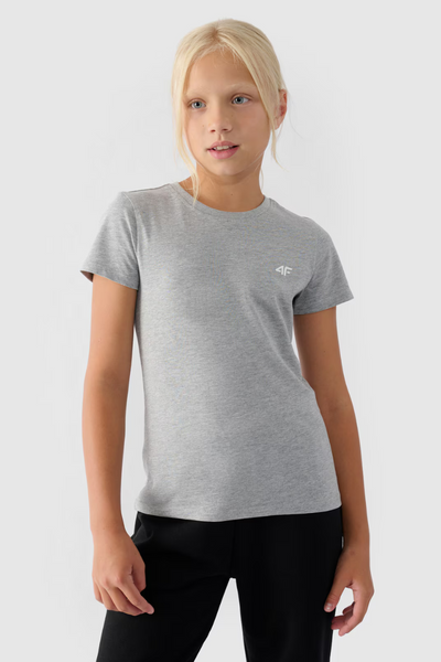 Mädchen Glattes Baumwoll T-Shirt Grau 4F 4FJWMM00TTSHF1658-27M