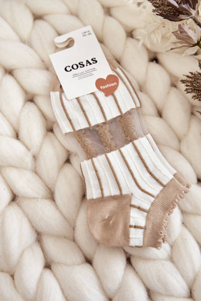Chaussettes Femme À Fines Rayures Cosas Beige