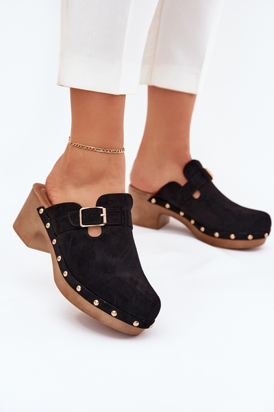 Damen Absatzschuhe Mit Schnalle Schwarz Veldexina