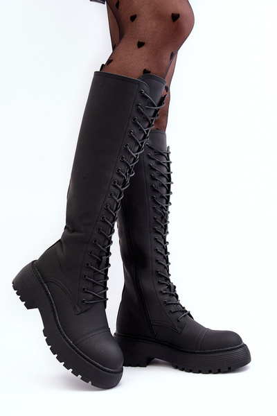 Leather Lace-Up Insulated Ankle Boots Black Bergdis